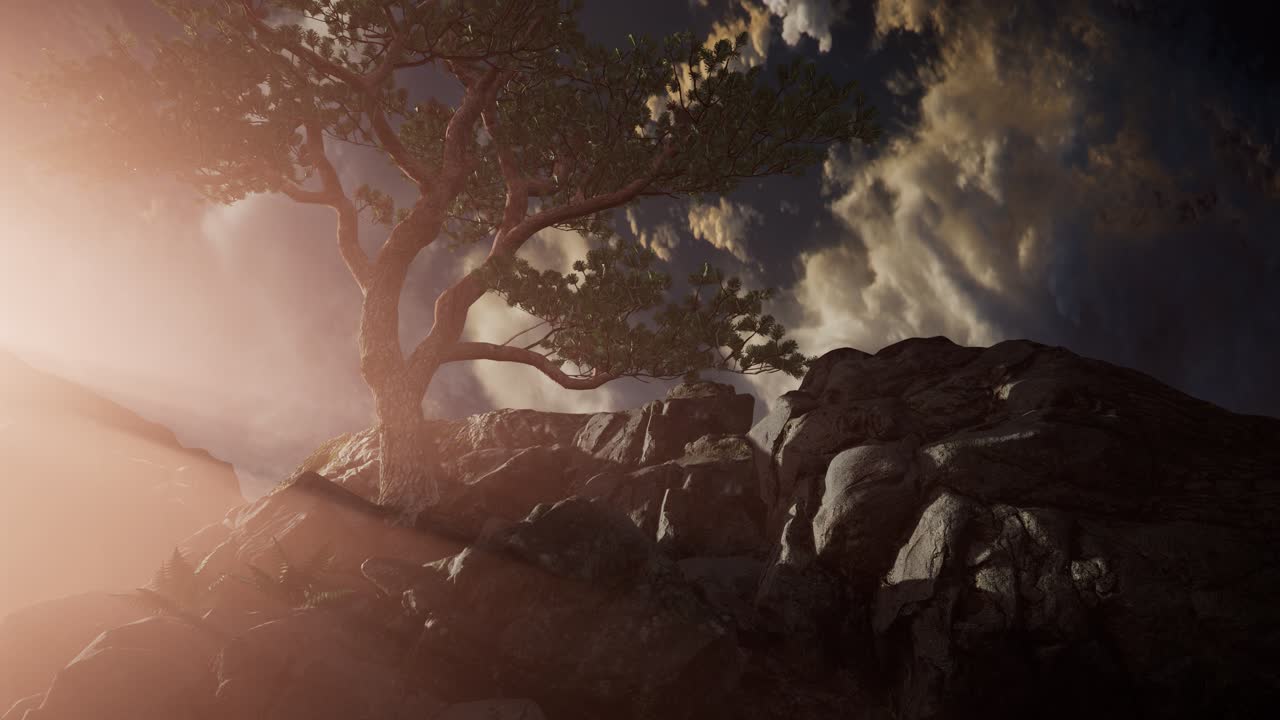 Cloudscape와 산 위의 아름다운 전망