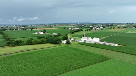 An-aerial-view-of-the-lush-green-farmland-of-Lancaster-County-Pennsylvania-after-a-summer-thunderstorm