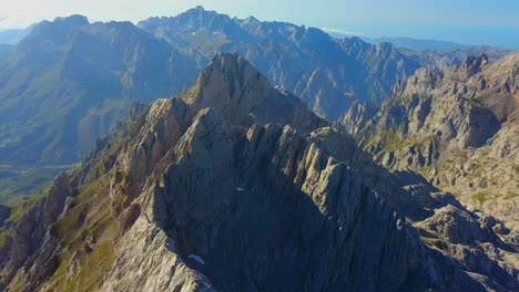 aerial over picos de europa: peaks as sentinels, nature's fortress on high