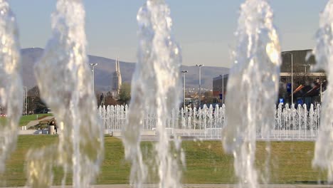 fountains and cityscape in zagreb capital of croatia