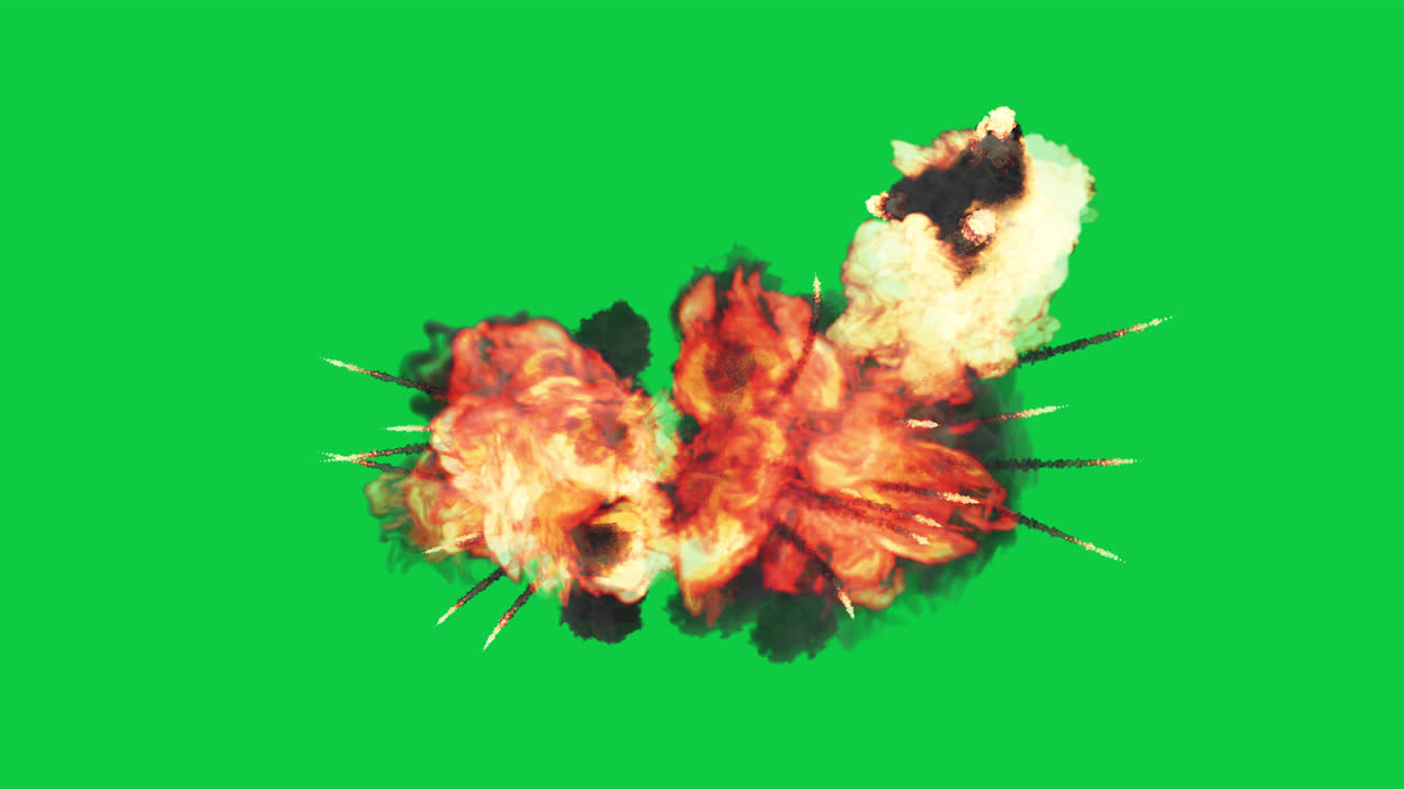 Massive explosion on green screen. Ultra-realistic fire, smoke, and debris in 4K. Perfect for cinematic projects, 3D animations, and motion graphics. High-quality VFX element for dynamic scenes.