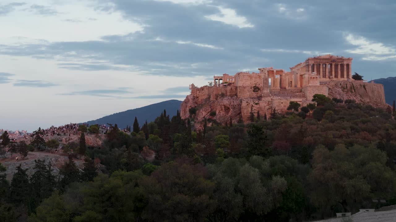 Sunset View of the Acropolis in Athens, Greece