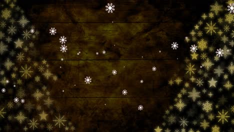 Animation-of-snow-falling-at-christmas-on-wooden-background