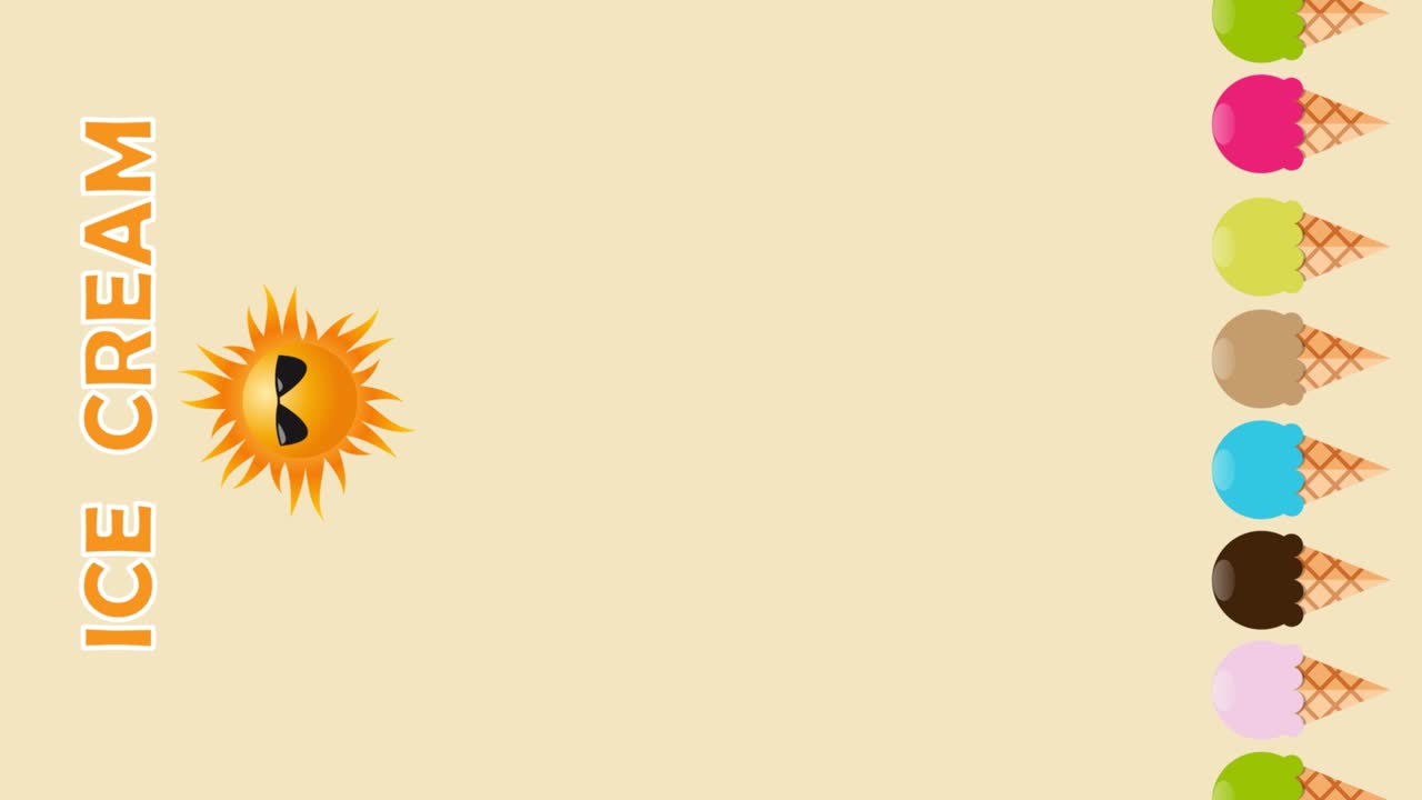 introducción y lista de helados, fondo animado vertical en estilo retro con espacio de copia para su texto