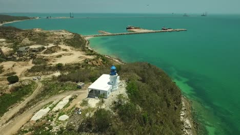 aerial view of a structure by the sea in mexico