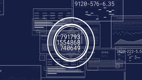 animation of financial data processing over dark background