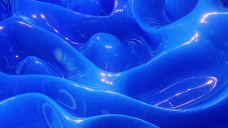 looped festive liquid bg in 4k. abstract wavy pattern on bright glossy surface, blue color, waves on paint fluid in smooth animation. glitters on viscous 3d liquid. creative backdro