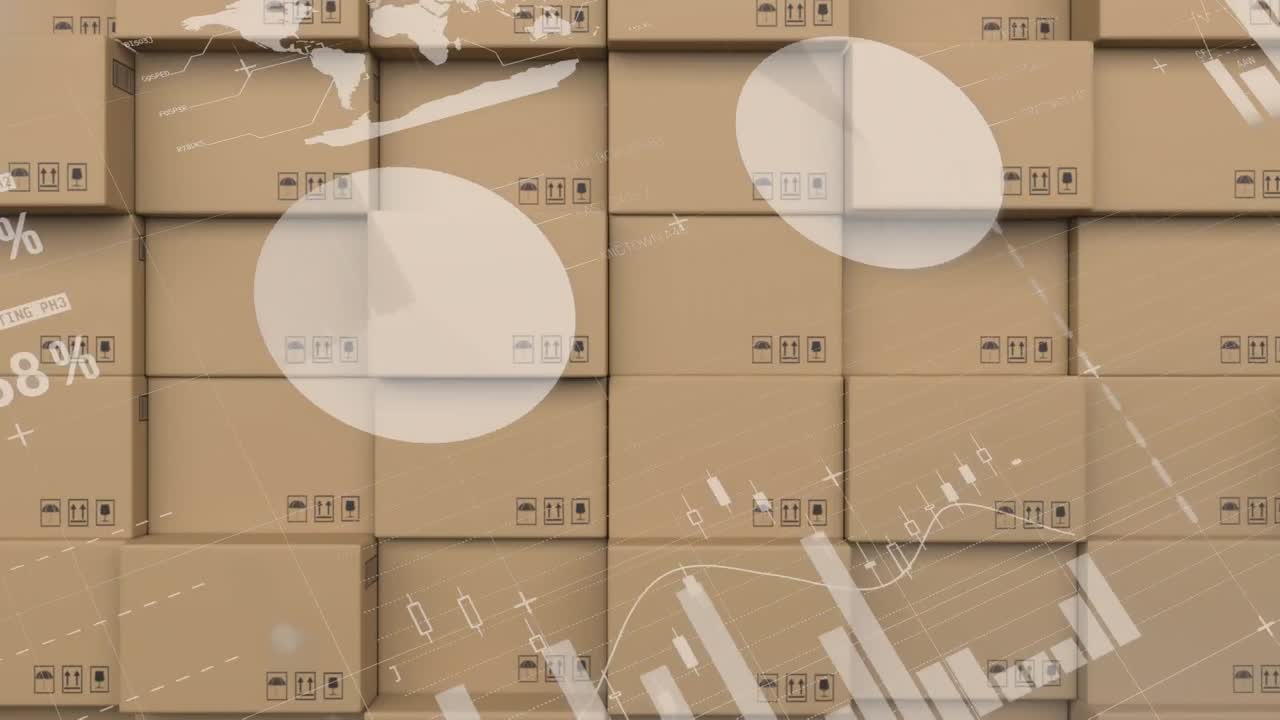 카드보드 상자 위에서 통계 처리의 애니메이션