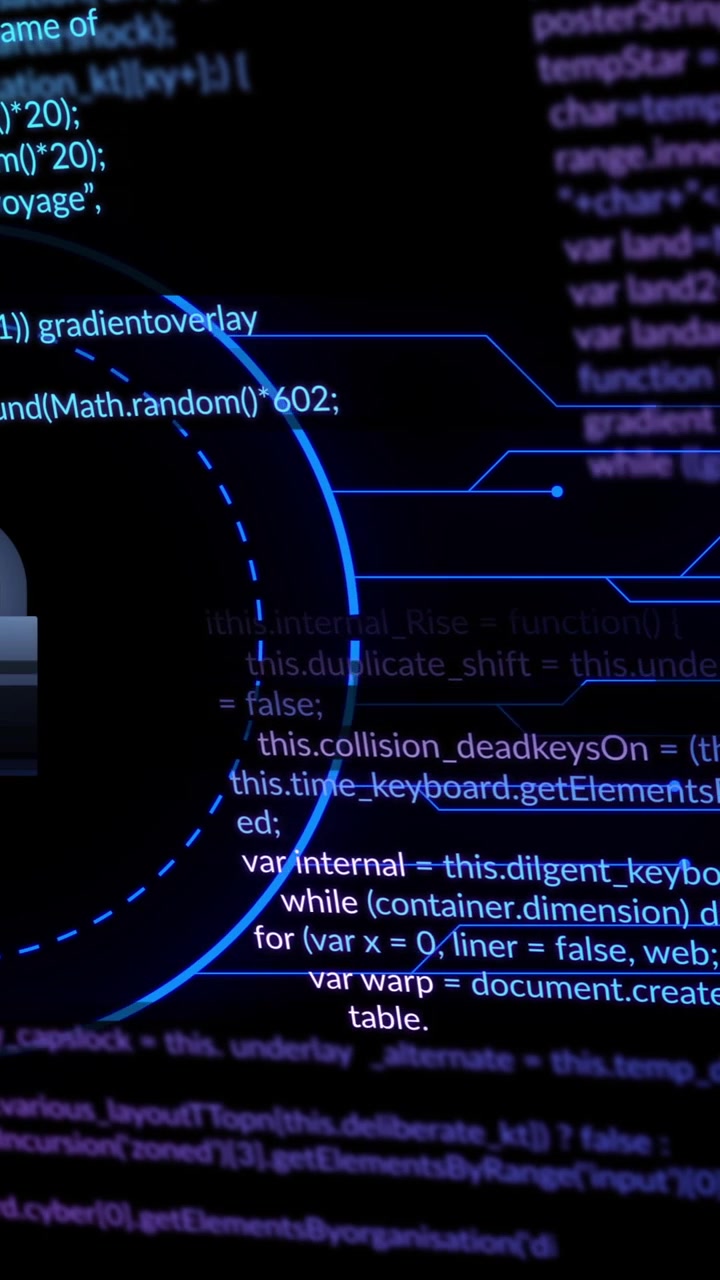 Animation of data processing over digital padlock