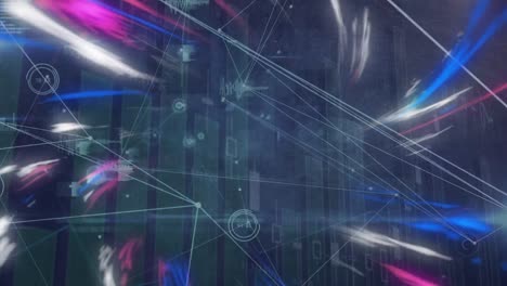 animación de redes de conexiones y procesamiento de datos sobre el sendero de luz