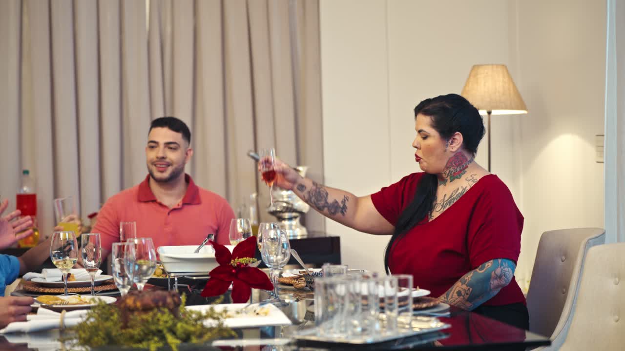 Family and friends enjoying a festive dinner gathering
