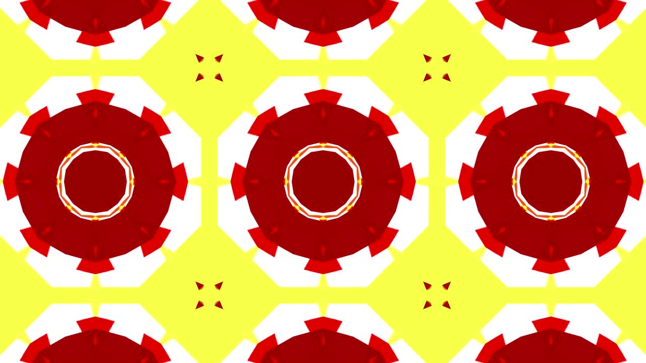 kaleidoscope of red shapes and with warm colors moving on a white background.