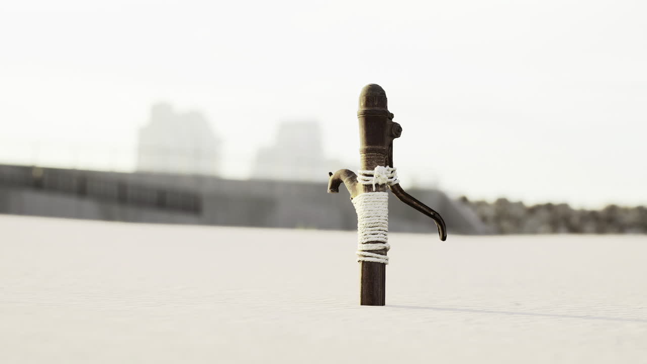 Old water pump standing proudly amidst a quiet landscape filled with nostalgia