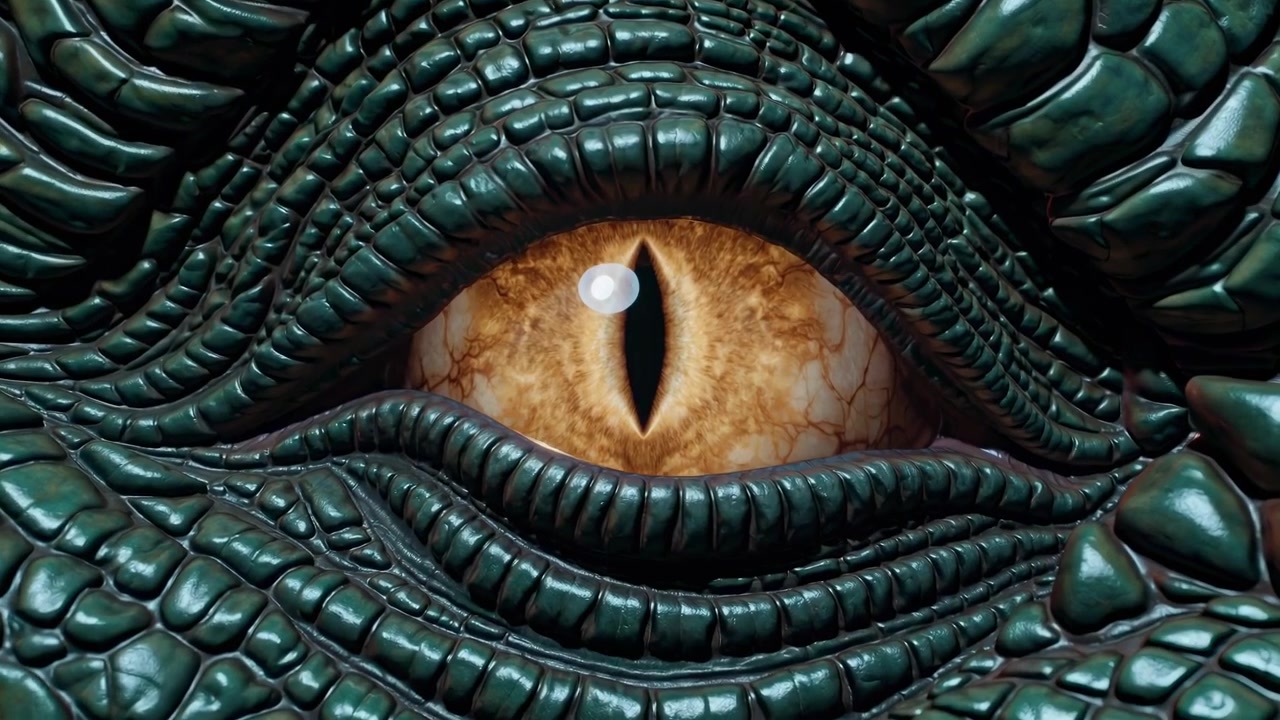 Primo piano di un occhio di drago che si apre