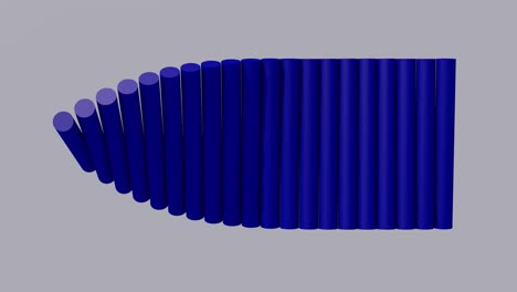 group of rainbow cylinders rotating. gray background. abstract animation, 3d render.