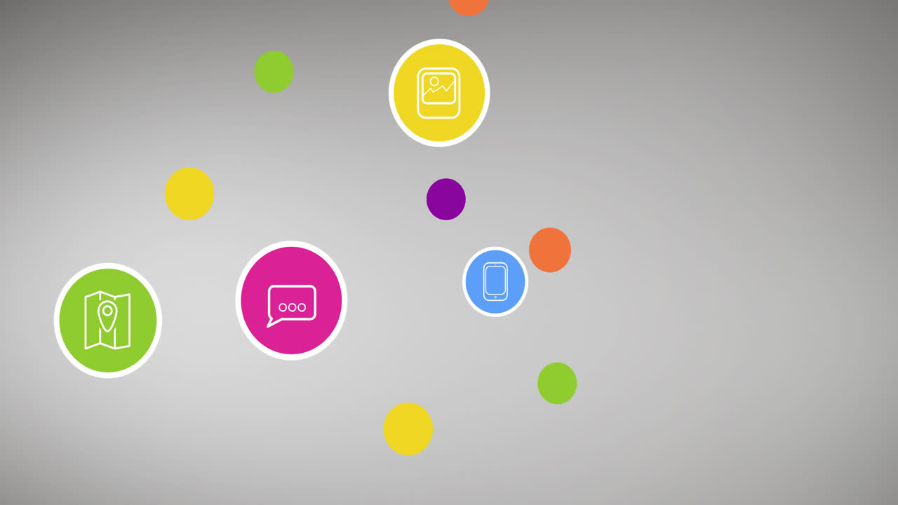 animación de iconos digitales sobre un fondo claro