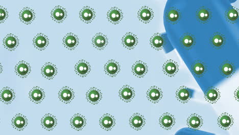 animación de píldoras sobre las células del virus covid 19 que se mueven