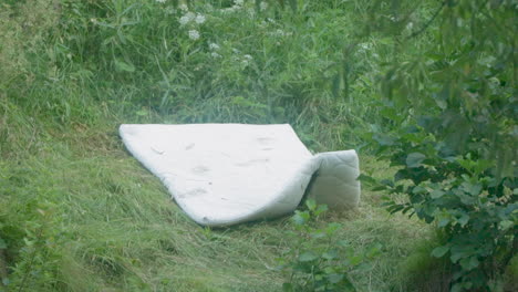 homeless peoples madras laying in park, black mist filter