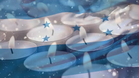 Animation-Der-Flagge-Von-Honduras-über-Kerzen