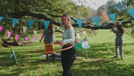 women having fun at a park festival