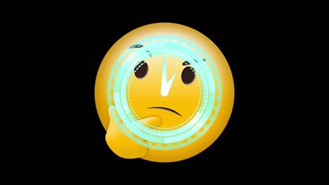 Animation-Des-Denkenden-Emoji-Symbols-über-Der-Uhr