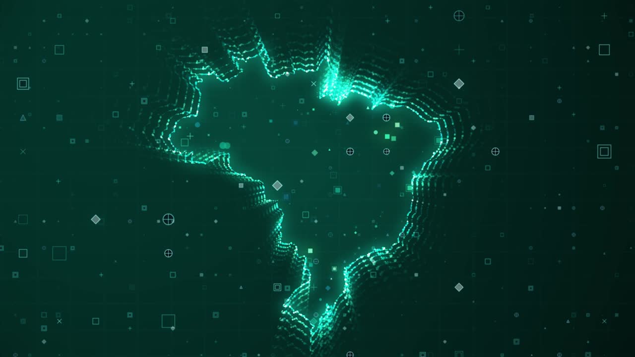 브라질 지도와 녹색 애니메이션 배경 스 비디오