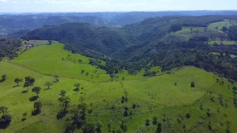 big green field drone flying blue sky valley beautiful south brazil