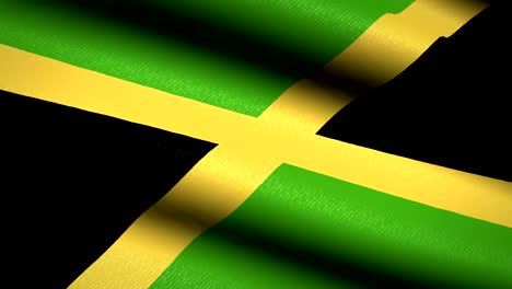 jamaica flag waving textile textured background. seamless loop animation. full screen. slow motion. 4k video