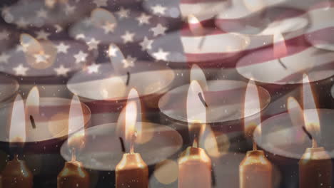 animation of flag of usa over candles