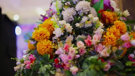 the passion-filled delightful of colorful roses bouquet, close up panning view