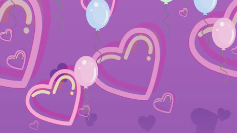 animación de globos azules y corazones sobre un fondo azul