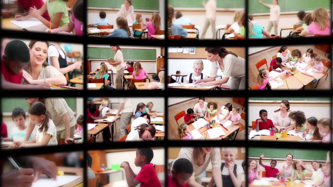 montaje de alumnos con el maestro