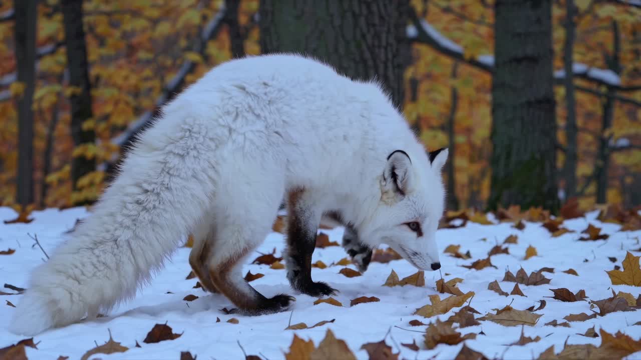 White Fox in a Snowy Forest