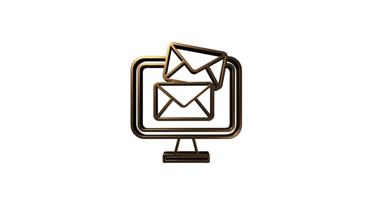 Social media 3D gold icon design. Outline web icon. Motion graphics.