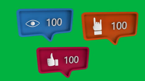 iconos con un número creciente en las redes sociales