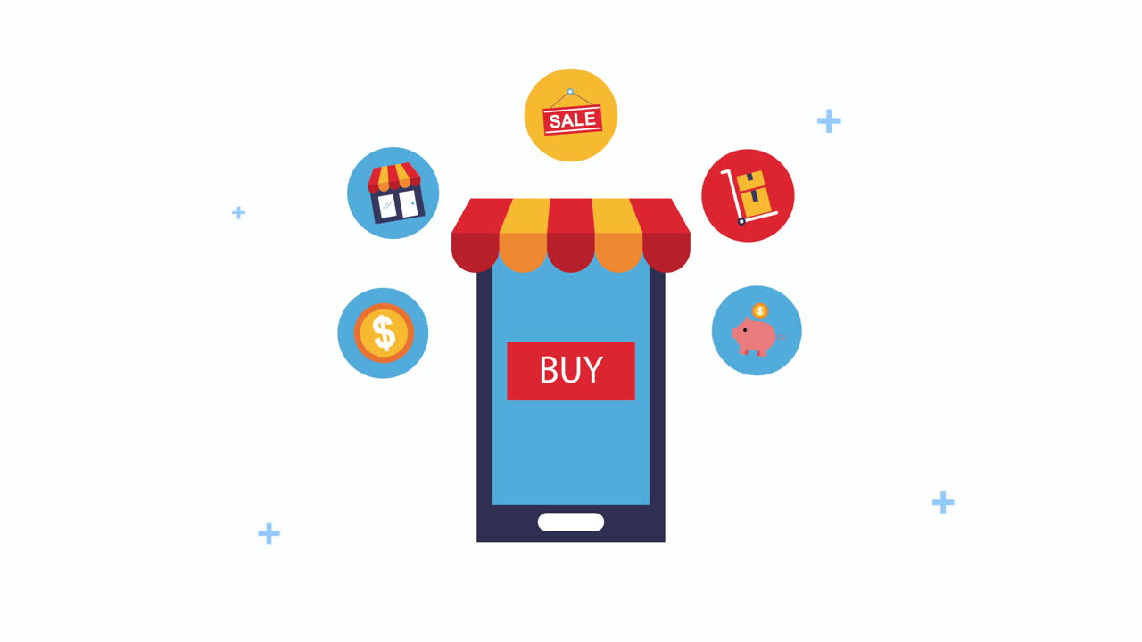 전자 상거래 아이콘 스마트 폰