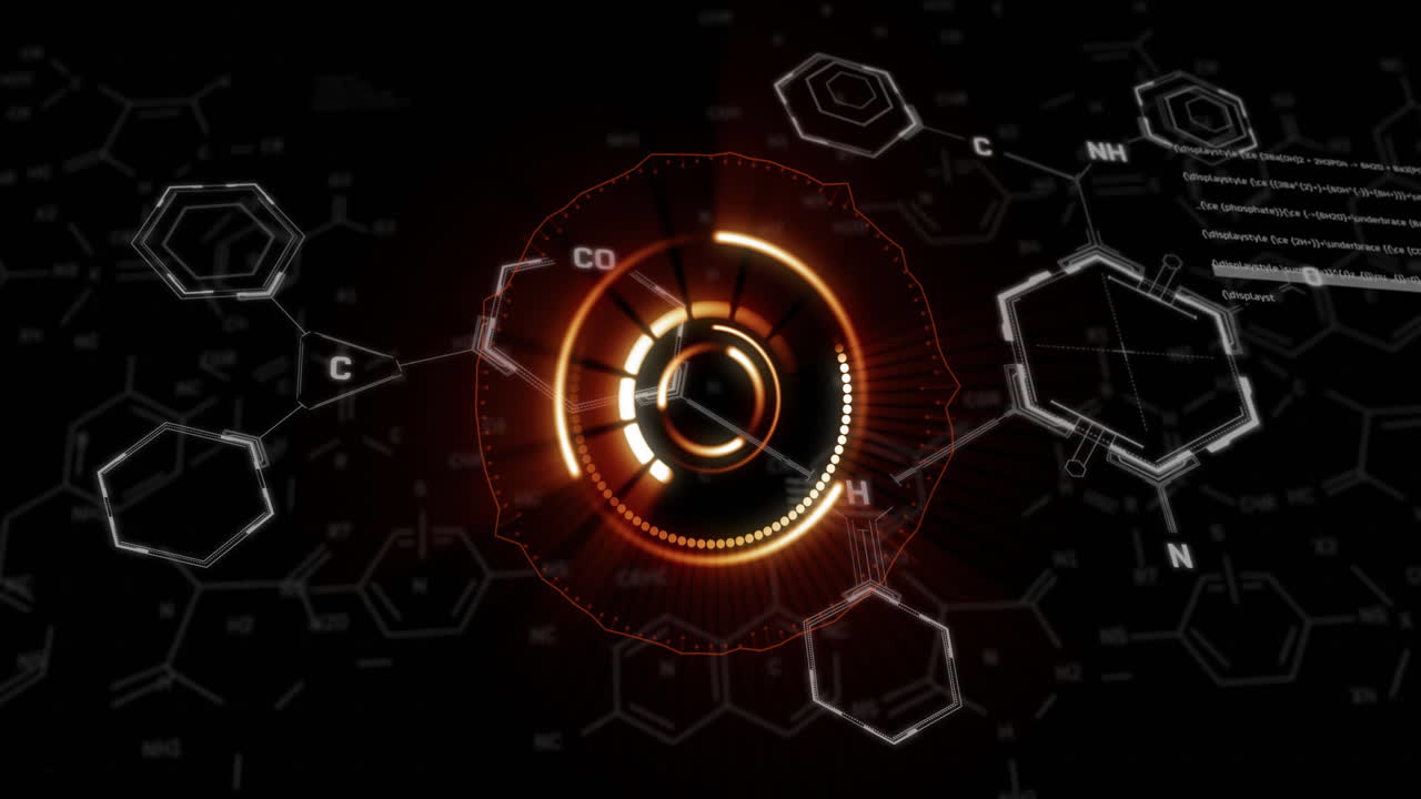 어두운 배경에서 범위 및 과학 데이터 처리의 애니메이션