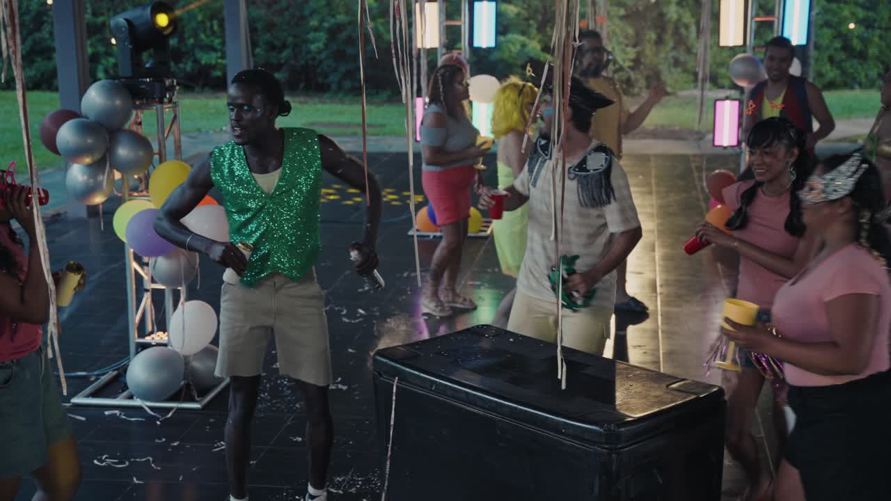 Lively Night Party with Friends and Confetti