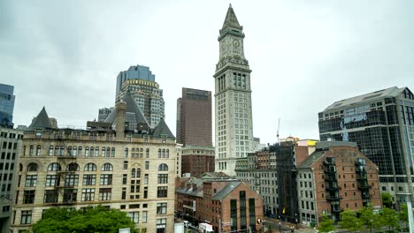time lapse of boston buildings with storm passing by