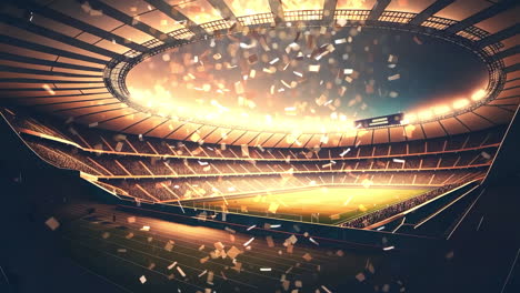 grand stadium celebration with falling confetti