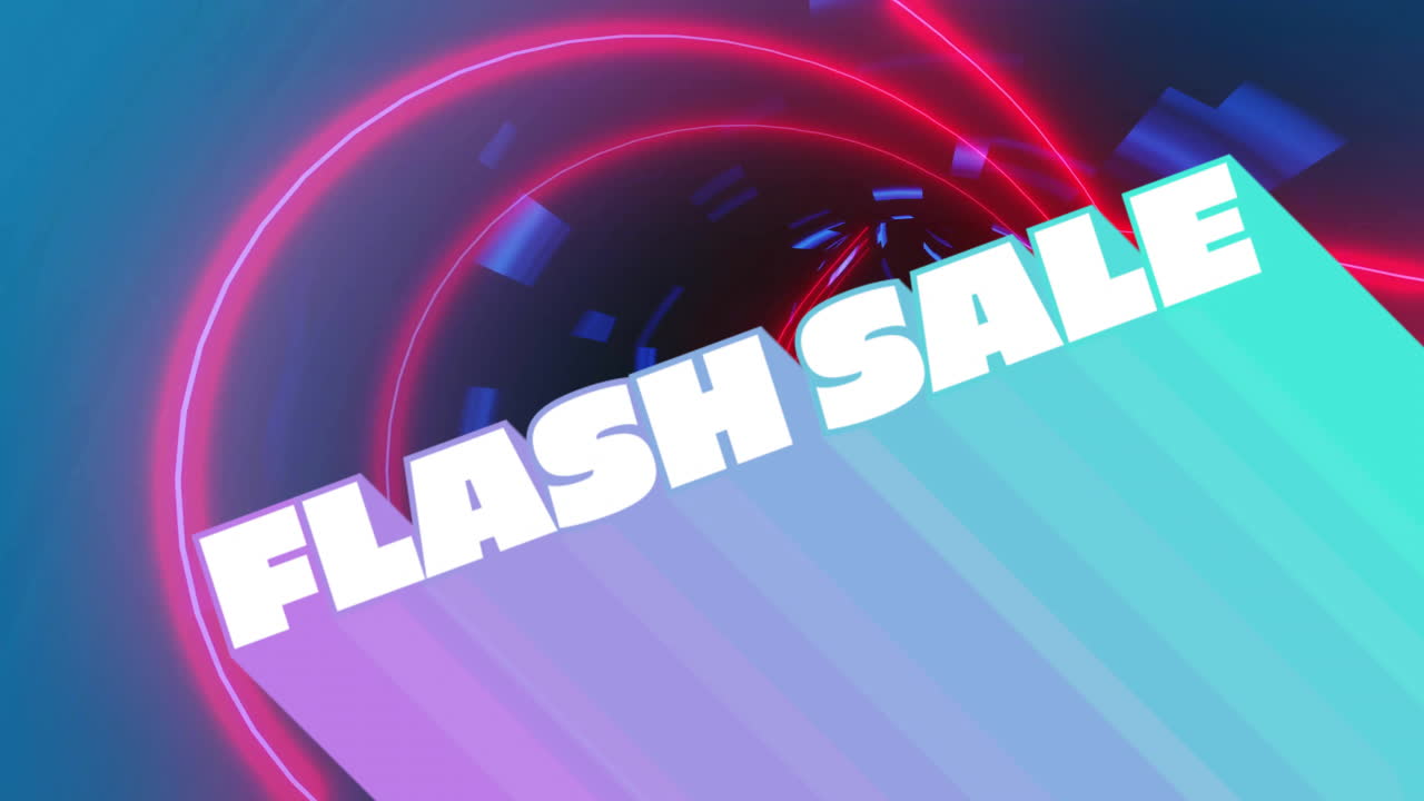 Animation with vibrant colors and geometric background for flash sale promotion