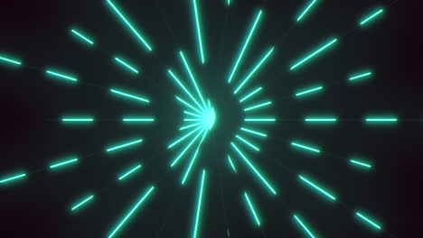 patrón de luz azul y verde dinámico que se mueve hacia el centro sobre un fondo negro