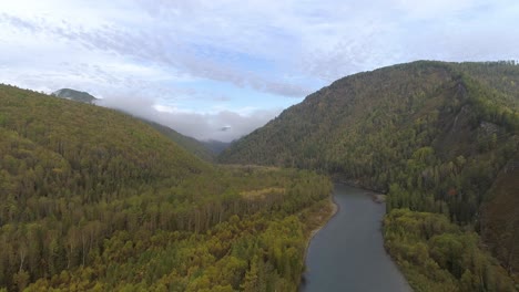 vista aérea de un río que serpentea a través de un valle boscoso