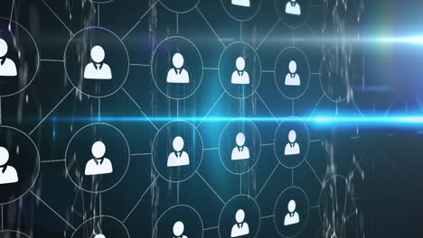 red de iconos de perfil contra la red de conexiones