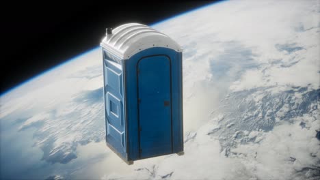 cabaña de inodoro portátil en órbita terrestre