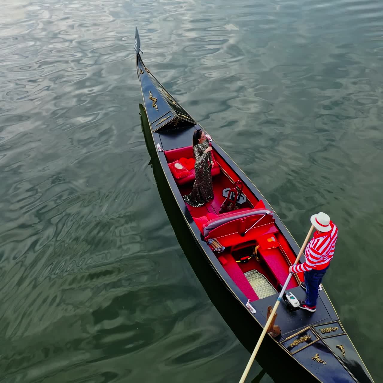 Walk on gondola in city