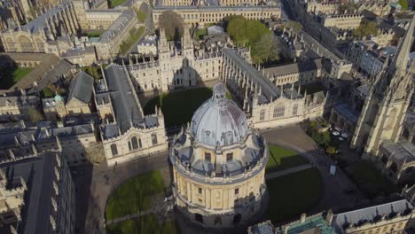 aerial panorama over all souls college and radcliffe camera at the university of oxford