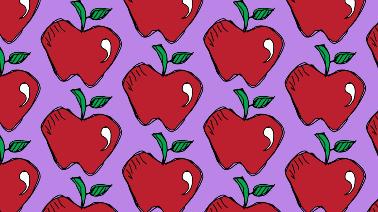 kids drawing pop art seamless background with theme of apple