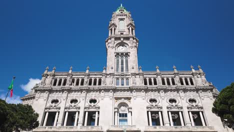 hyperlapse of porto town hall on sunny day câmara municipal do porto