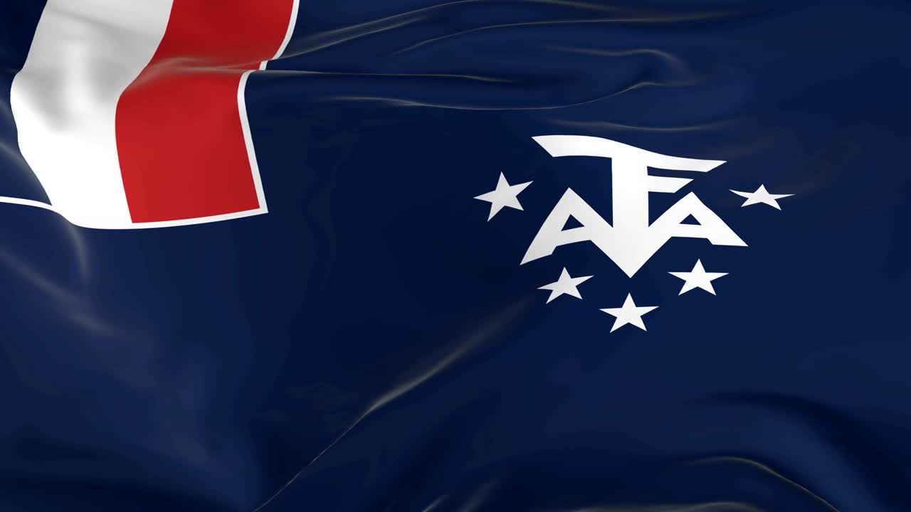 배경으로 루프 발을 흔드는 프랑스 남부 및 남극 땅